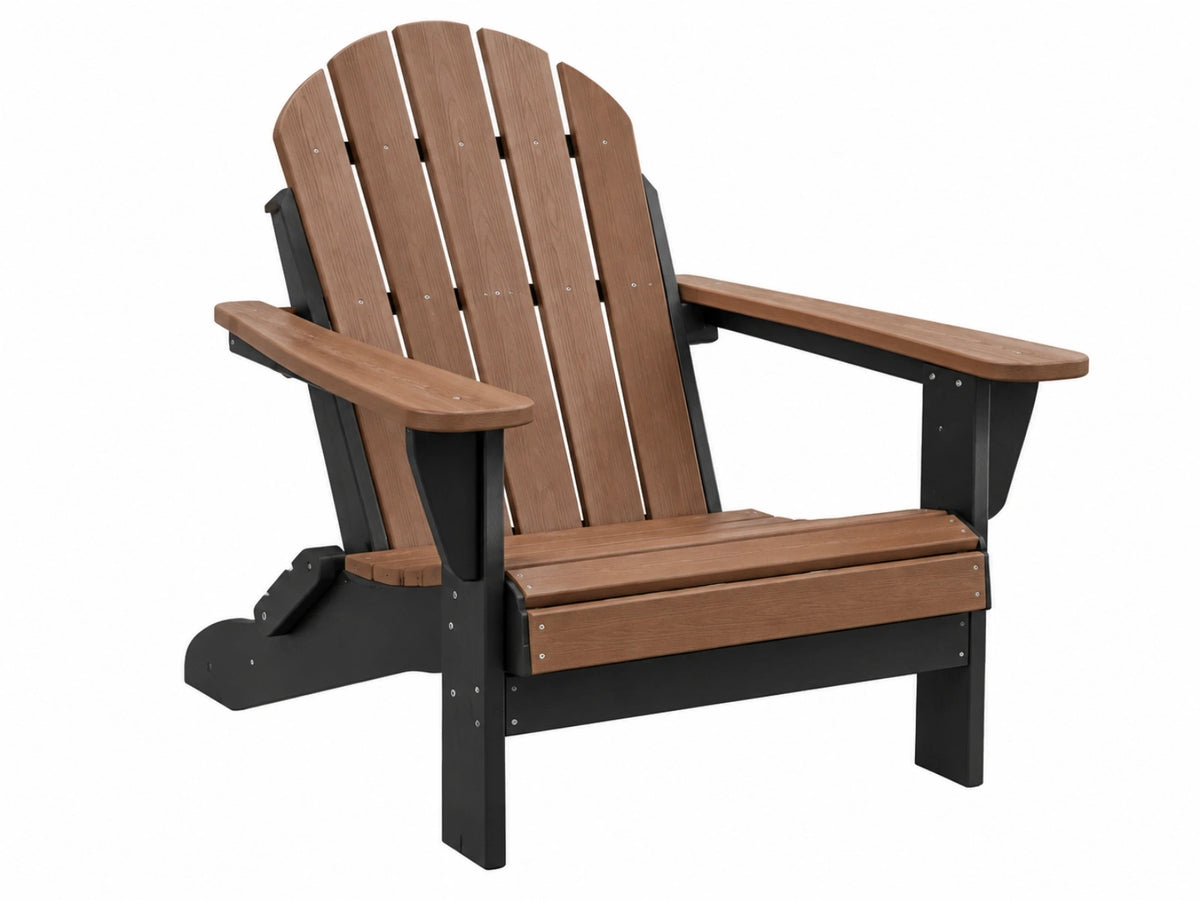 Adirondack-Gartenstuhl 83 x 79 x 98 cm Kunststoff Braun Schwarz mit hoher Rückenlehne