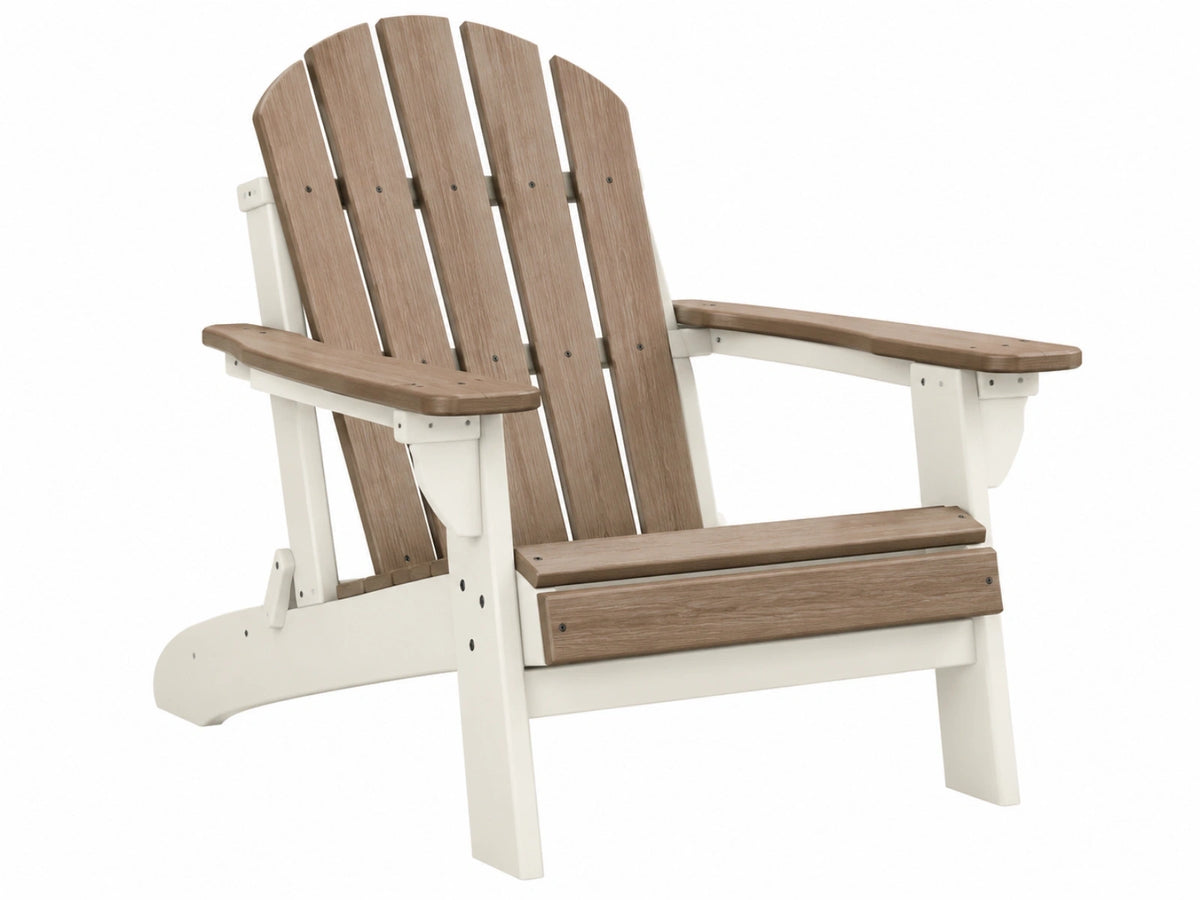 Adirondack Gartenstuhl 81 x 90 x 98 cm Kunststoff Braun Weiß mit breiten Armlehnen