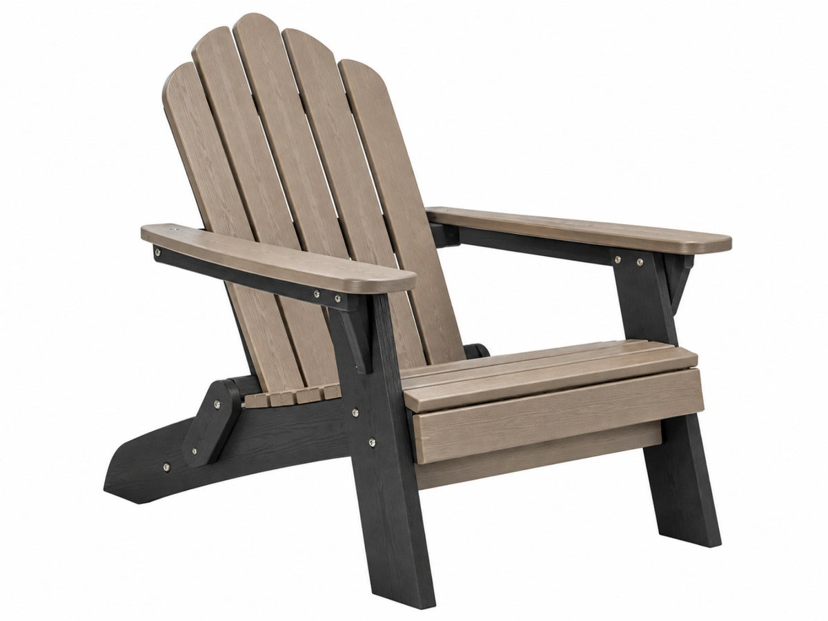 Adirondackstuhl 83 x 80 x 98 cm Kunststoff Taupe Schwarz Gartenstuhl mit Armlehnen
