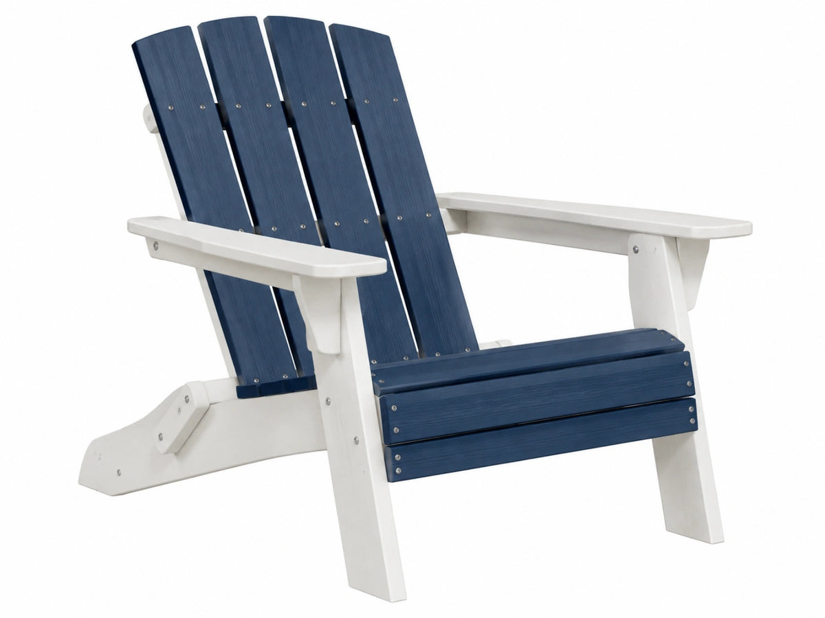 Adirondack Gartenstuhl 80 x 90 x 95 cm aus Holz in Blau Weiß mit breiten Armlehnen