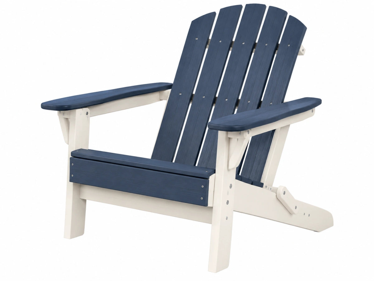 Adirondackstuhl 83 x 89 x 95 cm Holz Blau Weiß Gartenstuhl mit breiten Armlehnen