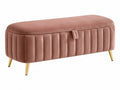 Sitzbank 100 x 40 x 45 cm Rosa Samt mit Stauraum und goldfarbenen Metallbeinen
