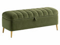 Sitzbank 120 x 45 x 48 cm Samt Olivgrün mit Stauraum - gepolsterte Truhenbank