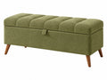 Sitzbank 120 x 45 x 45 cm Bouclé Grün mit Stauraum Retro-Stil