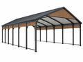 Carport 600 x 300 x 250 cm aus Stahl und Holz Braun Schwarz mit Satteldach