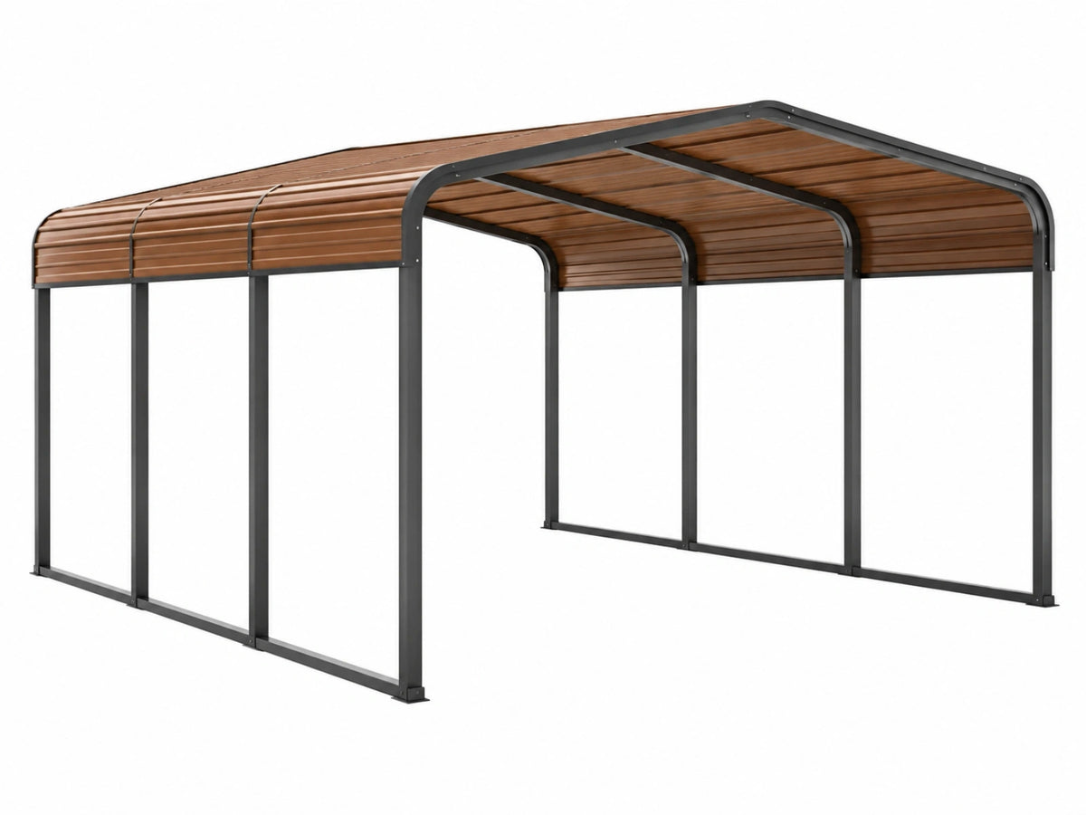 Carport 500 x 300 x 230 cm Metall Holzoptik Überdachung Modern