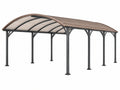 Carport 500 x 300 x 220 cm Stahl Polycarbonat Braun Anthrazit mit Bogendach