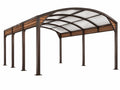 Carport 500 x 300 cm Stahl Holz Braun Transparent mit gebogenem Dach für Außenbereich