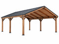 Carport 600 x 300 x 270 cm Holz Metall Anthrazit für Außenbereich mit Satteldach