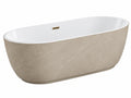 Freistehende Badewanne 170 x 80 cm Weiß Beige Steinoptik Oval Modern