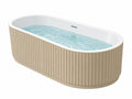 Freistehende Badewanne 170 x 75 cm aus Acryl in Weiß Beige mit geriffelter Verkleidung