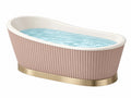 Freistehende Badewanne 170 x 75 x 58 cm aus Acryl Rosa Weiß Gold geriffelt modern