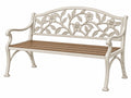 Gartenbank 150 cm aus Metall und Holz in Cremebraun im Landhausstil