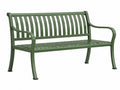 Gartenbank 125 x 60 x 85 cm aus Metall in Dunkelgrün mit Armlehnen